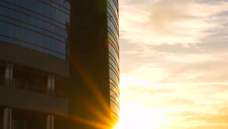 Facade-of-a-Modern-Skyscraper-at-Sunset