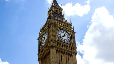 Big-Ben-und-Wolken,-Zeitraffer,-London