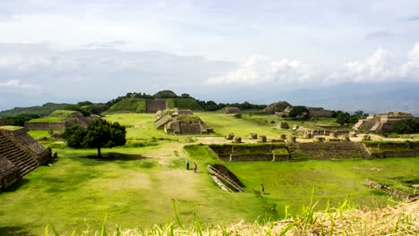 Monte-Alban,-Chiapas,-Mexiko,-Zapoteken-alten-mittelamerikanischen-Pyramiden,-Zeitraffer