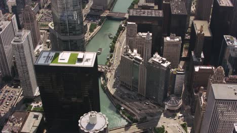 Daytime-aerial-shot-of-downtown-Chicago-and-Chicago-River.