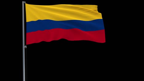 Bandera-de-Colombia-en-un-asta-de-bandera-en-un-transparente,-material-de-archivo-de-prores-4444-k-4-con-alfa