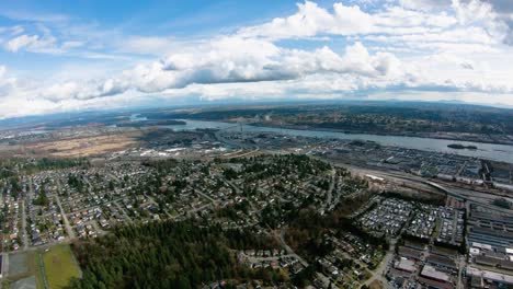 Coquitlam-BC-Canada-Aerial-View-Fraser-River-Highway-1-Port-Mann-Bridge