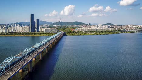 Video-hyperlapse-aérea-de-la-ciudad-de-Seúl,-sur-Korea.Timelapse-4k