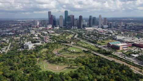 Aerial-of-Downtown-Houston,-Texas