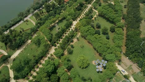 Aerial-View-of-Seville-Central-Park-and-The-Egg-of-Columbus