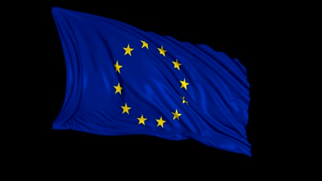 European-flag-in-slow-motion.-The-flag-develops-smoothly-in-the-wind