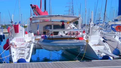 A-large-group-of-sailing-yachts-with-catamarans-on-the-territory-of-the-seaport