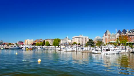 4K-Sail-Boats-and-Tourists,-Victoria-Canada-City-Harbor,-Summer-TIme