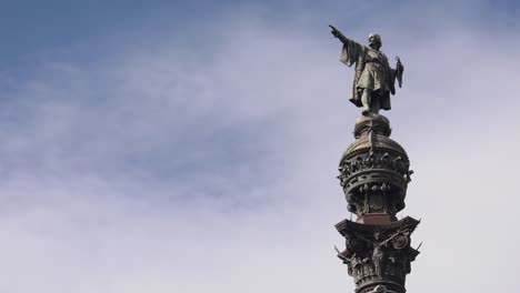 Barcelona-Spain-View-Of-Mirador-de-Colom-Against-Blue-Sky