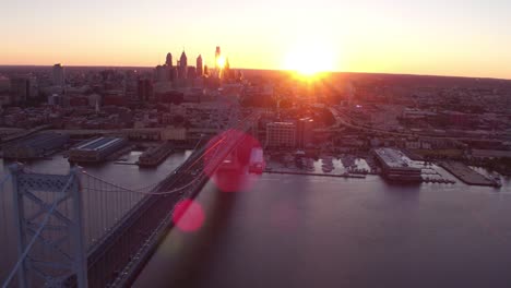 Aerial-view-of-Philadelphia-at-sunset