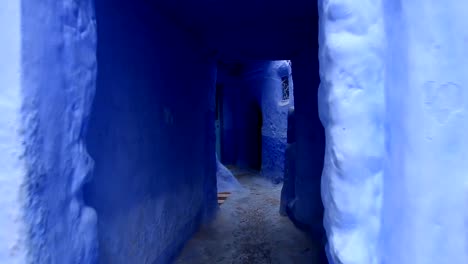 POV,-walking-in-blue-town-Chefchaouen-Chaouen-/-Morocco,-first-point-of-view