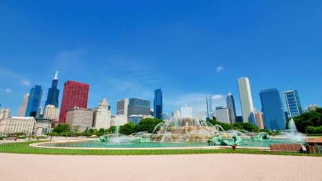 El-centro-de-la-ciudad-de-Chicago-Horizonte-de-Fuente-de-Buckingham-vista