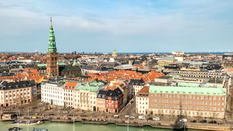 Copenhagen-Dänemark-Zeitraffer-4K,-Luftbild-Stadt-Skyline-timelapse