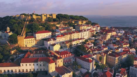 Aerial-view-of-Lisbon-at-Sunset