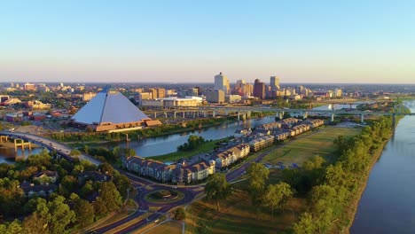 Memphis,-Tennessee,-Tn,-Céntrico,-Drone,-Horizonte,-Aéreo