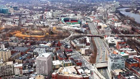 Wide-aerial-view-of-the-city-of-Boston,-Massachusetts