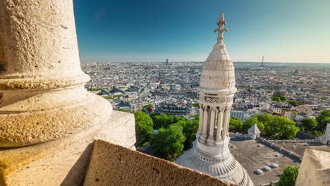 Basílica-de-día-de-verano-Francia-de-sacre-observación-cubierta-panorama-París-4k-lapso-de-tiempo