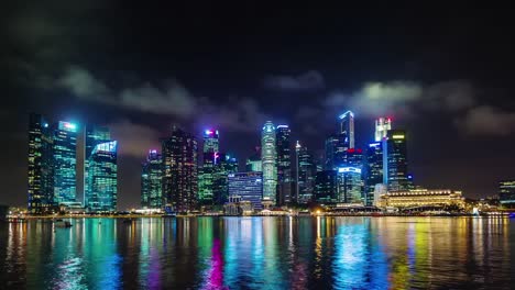 Nacht-Licht-Blick-auf-Singapur-4k-Zeitraffer