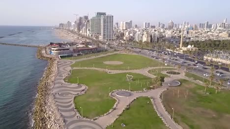 Israel,-Tel-Aviv-Küste,-Arieal-Blick