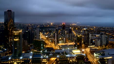 Lapso-de-tiempo-del-horizonte-de-la-ciudad-de-Melbourne-durante-el-amanecer.