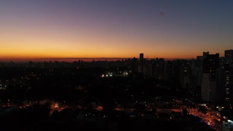 Aerial-View-Sao-Paulo-City-Sonnenuntergang-pünktlich,-Brasilien