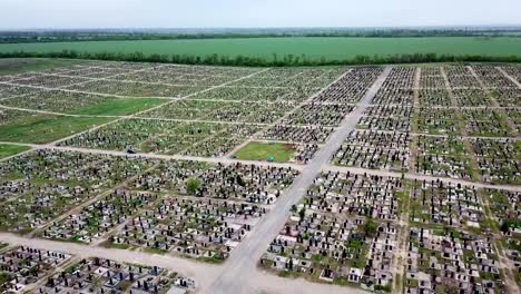 An-aerial-over-a-vast-cemetery-of-headstones-honors-veterans