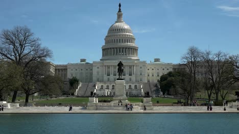 uns-Capitol-Gebäude-und-Widerspiegelnder-Teich-in-Washington,-d.c.