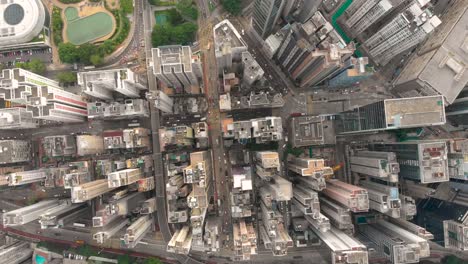 Aerial-drone-shot-of-Hong-Kong-city