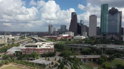 Aéreas-del-centro-de-Houston,-Texas