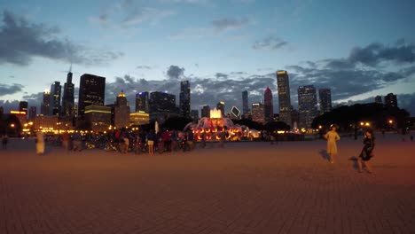 Buckingham-Fountain,-Chicago-Twilight-Video-de-lapso-de-tiempo