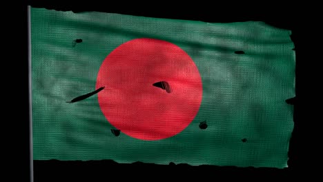 Ragged-Bangladesh-flag-is-waving-in-the-wind-with-alpha-channel