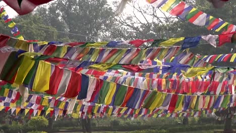 Banderas-de-budistas-en-lugar-de-nacimiento-en-Nepal-Buda