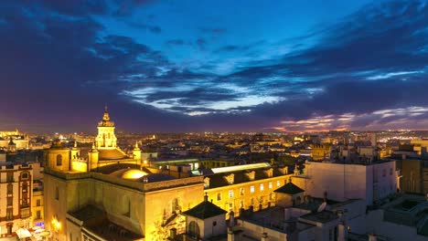 night-light-sunset-sky-seville-roof-top-panorama-4k-time-lapse-spain