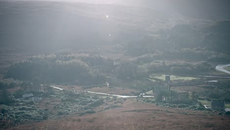 4k-Shot-of-Village-with-Church-in-Ireland