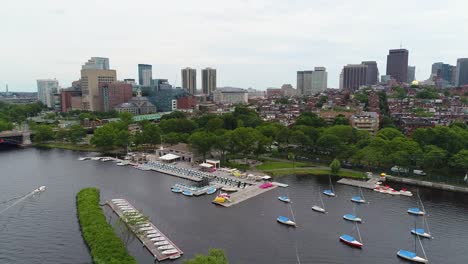 Luftbild-Drohne-schoss-Charles-River-und-Boston,-Massachusetts