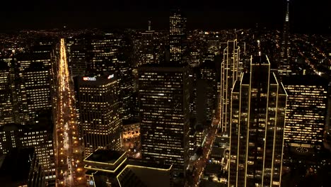 Aerial-illuminated-cityscape-view-San-Francisco-USA