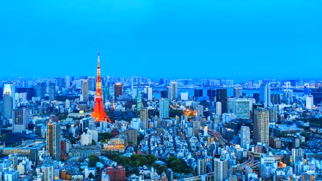 4-K.-Time-Zeitraffer-Ansicht-der-Stadt-Tokio-mit-Tokyo-Tower-in-japan