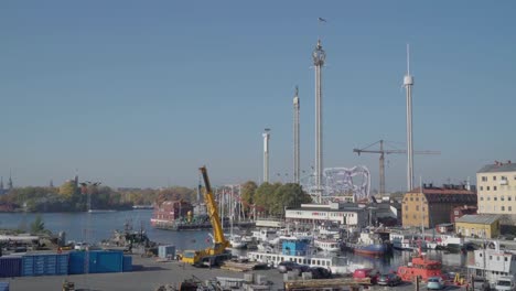 Blick-auf-den-Hafen-Hafen-in-Stockholm-Schweden