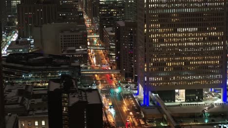 Minneapolis-Cityscape---Streets-at-Night---Aerial