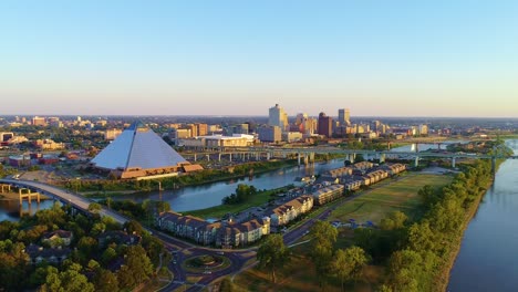 Memphis-Tennessee-Tn-Drone-Horizonte-Paso-Elevado-Aéreo