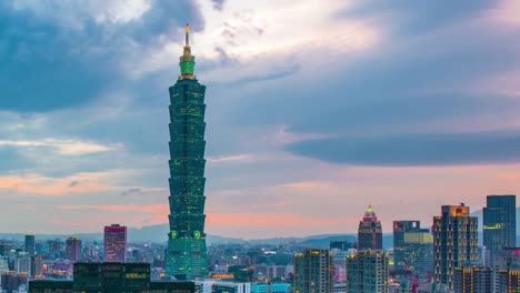 Time-lapse-of-Taipei,-Taipei-evening-skyline