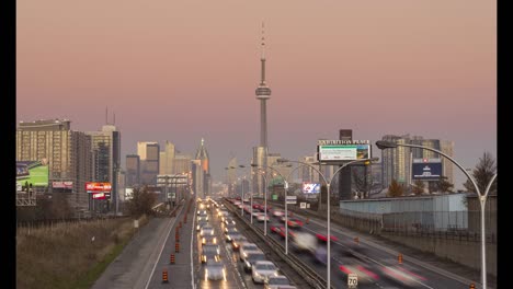 The-Skyline-of-Toronto-during-the-Sunset-4K