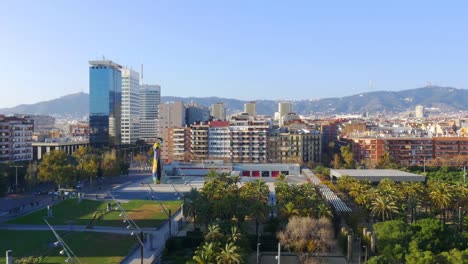 barcelona-sunny-day-joan-miro-park-panoramic-roof-top-view-4k-spain