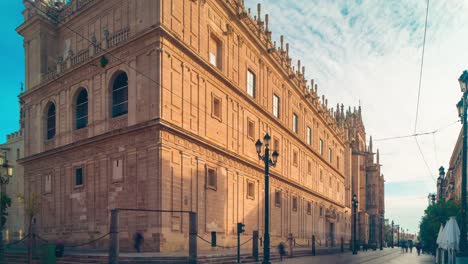 seville-sunset-light-famous-main-cathedral-front-view-4k-time-lapse-spain