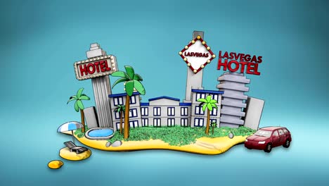 Holiday-of-Lasvagas-hotel,-icon,-casino,-swimming,-city-tour.-illustration