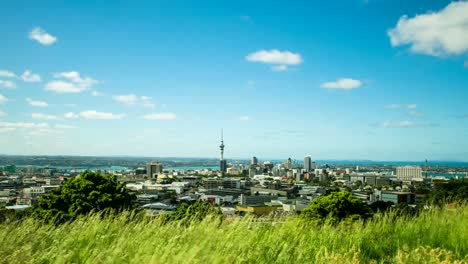 Time-Lapse---Ariel-View-of-Downtown-Auckland,-New-Zealand