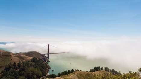 Golden-Gate-Bridge-und-San-Francisco-Tag-Timelapse-Nebel