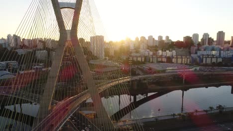 Aerial-View-of-Estaiada-Bridge-in-Sao-Paulo,-Brazil