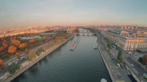 Aerial-Eiffel-tower-Paris-sunset