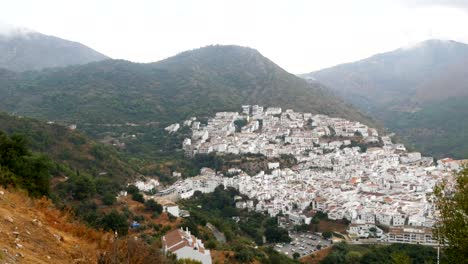 Stunning-beauty-of-the-white-villages-of-Andalusia-in-Spain.-Many-white-houses-are-high-in-the-mountains,panoramic-view